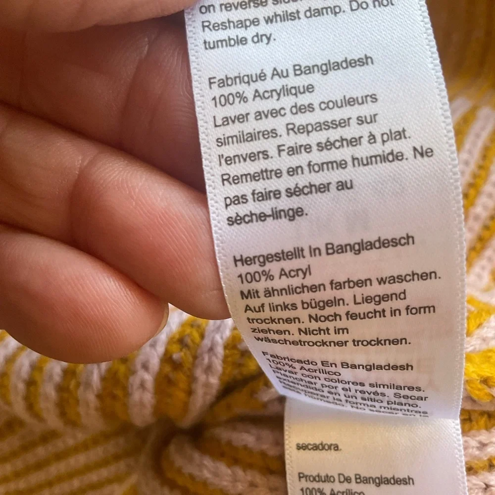 Topshop Mustard Ribbed Funnel Neck Sweater